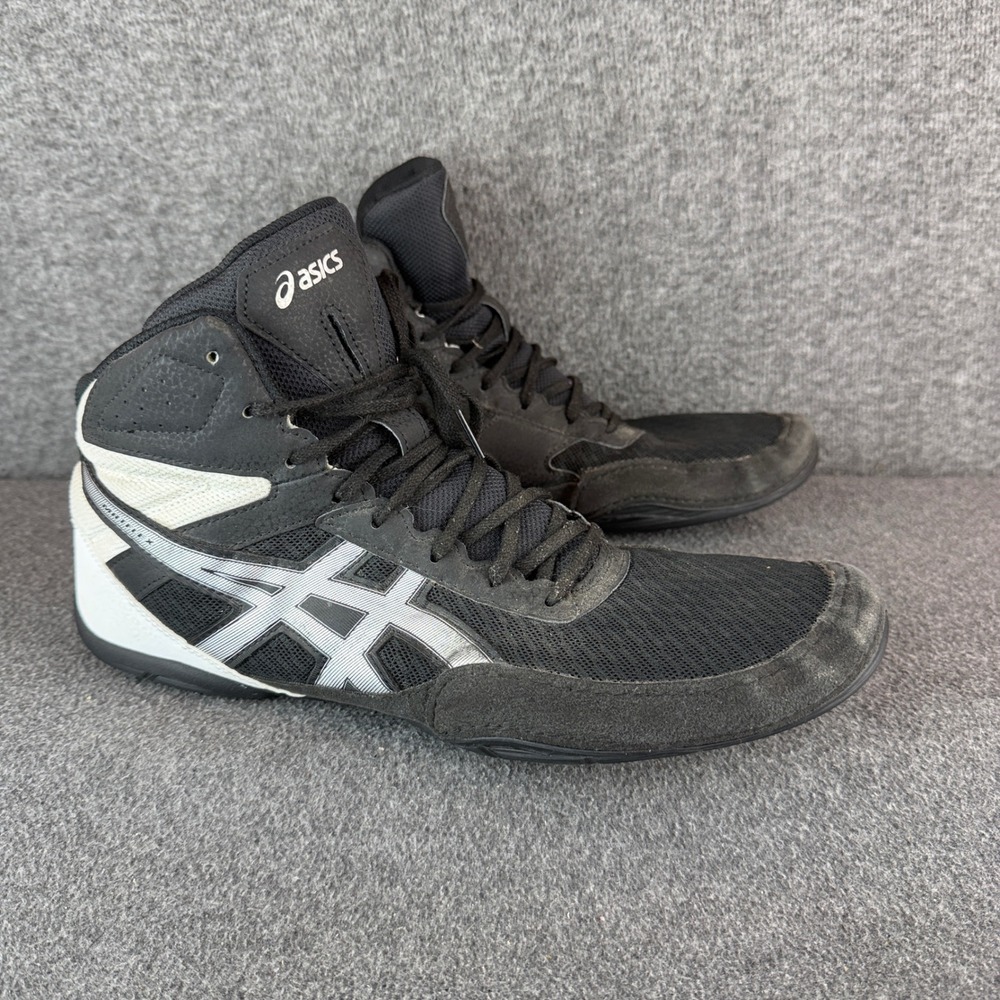 Asics Matflex Wrestling Shoes Men 13 Black White Synthetic Fiber Mesh